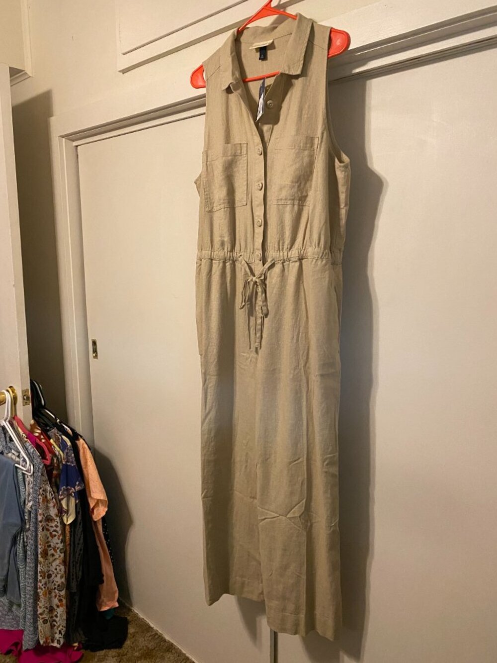 NWT - Universal Thread Goods Co., khaki, sleeveless, jumpsuit, size 16 - Picture 7 of 15